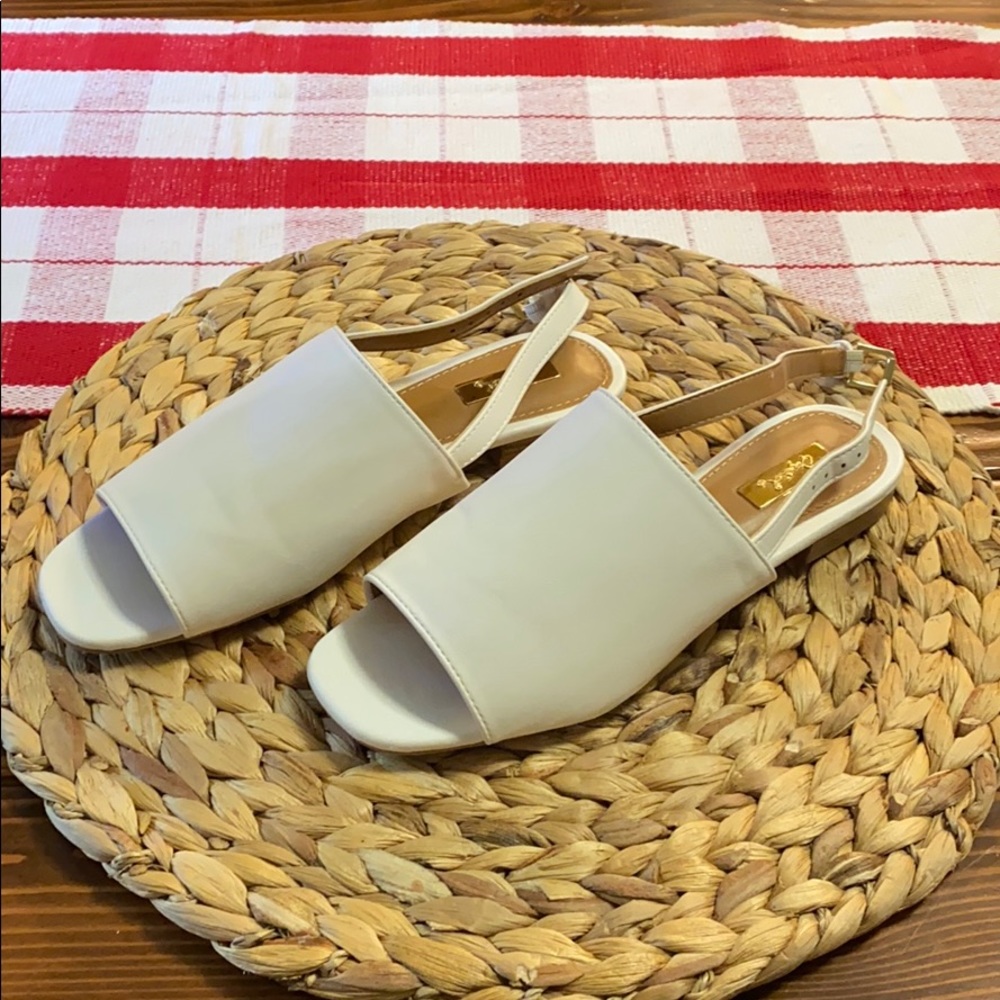 White Open-Toed Mule Sandals